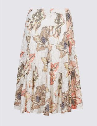 Marks and Spencer Floral Burnout Print A-Line Midi Skirt
