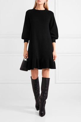 Co Ruffled Wool And Cashmere-blend Sweater Dress - Black