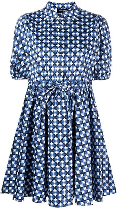 Geometric-Pattern Short-Sleeve Dress