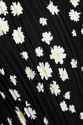 Maje Rockiz Pleated Floral-print Crepe Mini Dress