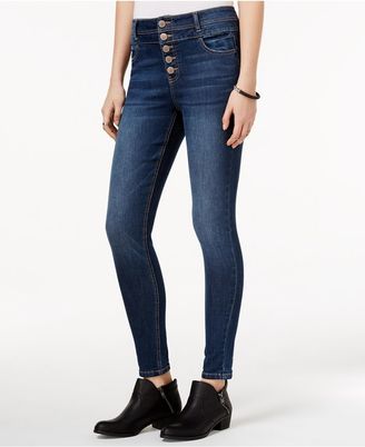 Tinseltown Juniors' High-Waist Five-Button Skinny Jeans