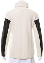 Thumbnail for your product : Milly Leather-Accented Turtleneck Sweater