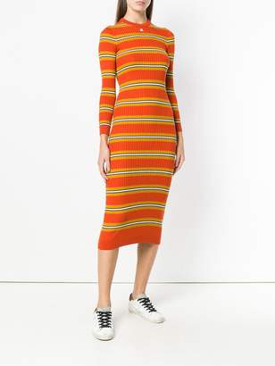 Courreges striped fitted knitted dress