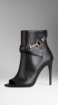 Thumbnail for your product : Burberry Buckle Detail Leather Peep-Toe Ankle Boots