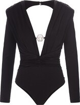 Black Body Top With Padded Shoulders 