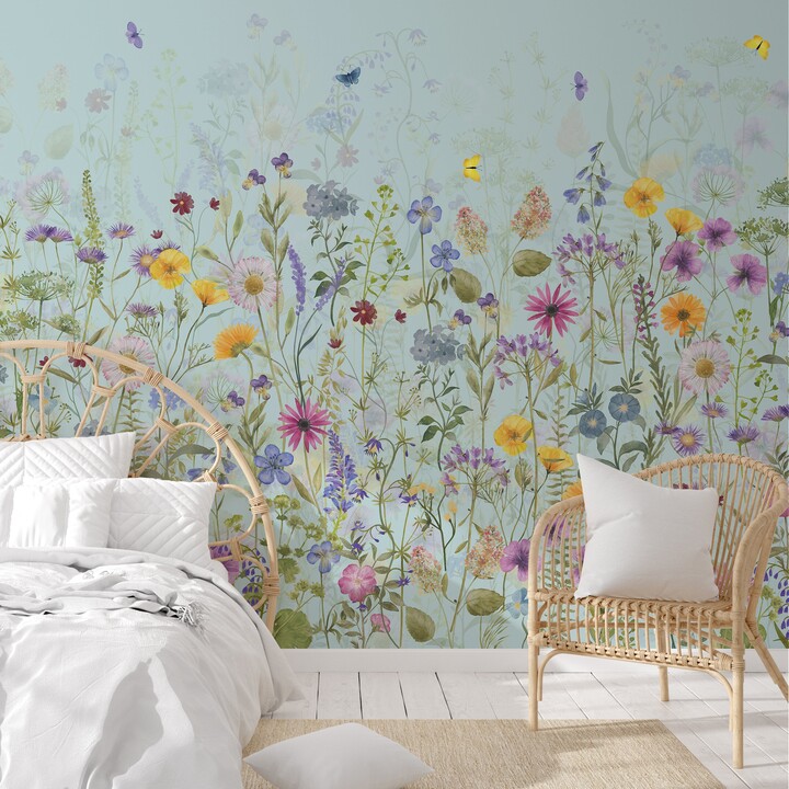 Dunelm Spring Flowers Mural Blue/Green/Yellow ShopStyle Artwork