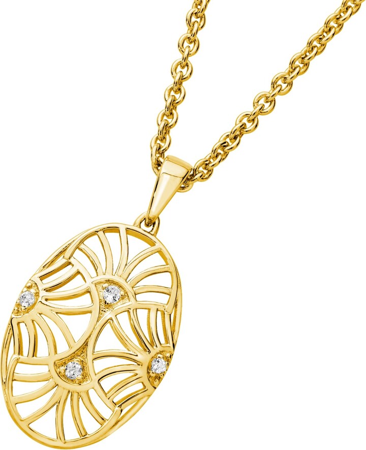 Lucy Quartermaine Art Deco Oval Pendant In Gold Vermeil