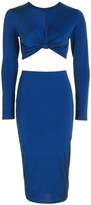 Thumbnail for your product : boohoo Knot Long Sleeve Front Crop and Midi Skirt