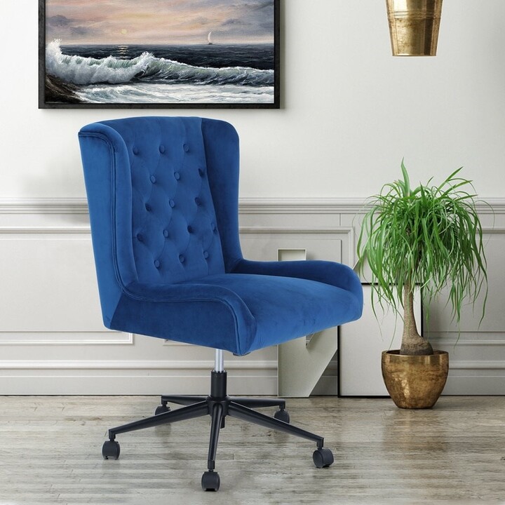 Global Pronex Home Office Chair Velvet Office Chair Button Tufted