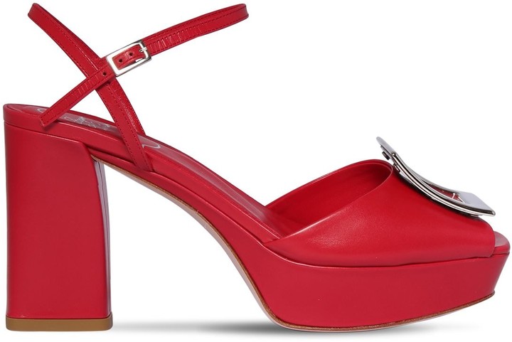 red leather platform shoes