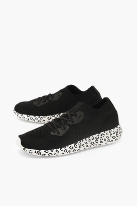 boohoo Leopard Print Sole Knitted Sports Trainers