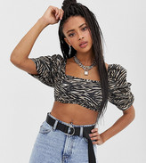 Thumbnail for your product : Collusion super crop top with Zebra statement sleeves