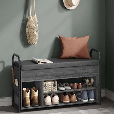 8 Pair Shoe Storage Bench with Hidden Storage