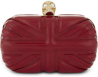 Alexander McQueen Ladies Red Embossed Iconic Britannia Patent-Leather Box Clutch