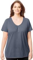Thumbnail for your product : Just My Size Plus Size Slubbed Jersey Shirred V-Neck Tee