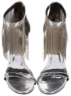 Brian Atwood Patent Leather Fringe Sandals
