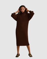 Thumbnail for your product : Y.A.S Women's Brown Midi Dresses - Mavi Long Sleeve Knit Roll-Neck Dress - Size One Size, M at The Iconic