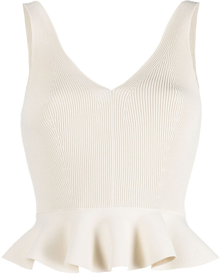 white ruffle vest top