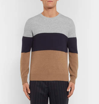 Brunello Cucinelli Slim-Fit Colour-Block Cashmere Sweater