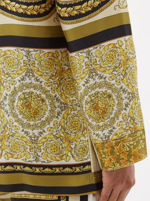 Versace Baroque-print Silk-satin Pyjama Shirt - Gold Multi