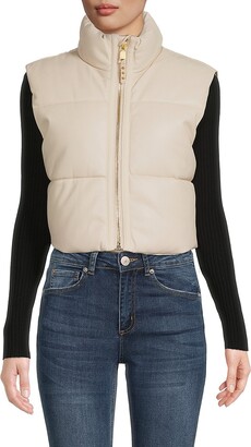 Cropped Vegan Leather Puffer Vest