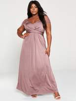 Thumbnail for your product : Little Mistress Curve Slinky Mesh Trim Stretch Maxi Dress - Mink