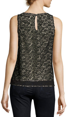 Joie Bria Heart Lace Sleeveless Top, Black