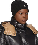 Thumbnail for your product : Moncler Black Wool Logo Beanie