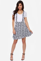 Thumbnail for your product : Moon Collection Forever Free Ivory and Black Print Suspender Skirt