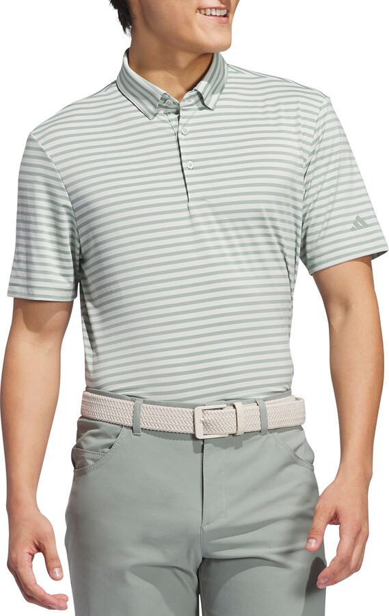 adidas Men's Ultimate365 Stripe Golf Polo, Large, Silver Green