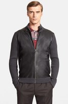 Thumbnail for your product : Ferragamo Leather Panel Knit Sweater