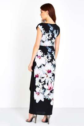 Black Floral Ruffle Maxi Dress
