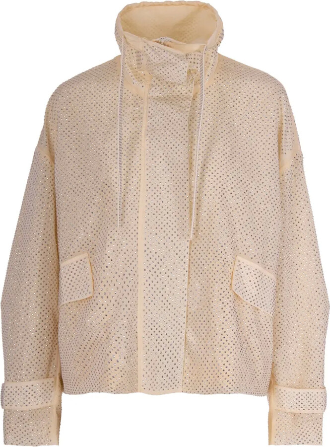 Pinko Drawstring-Neck Rhinestone-Embellished Jacket
