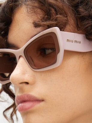 Miu Miu Rectangular Acetate Sunglasses - Pink