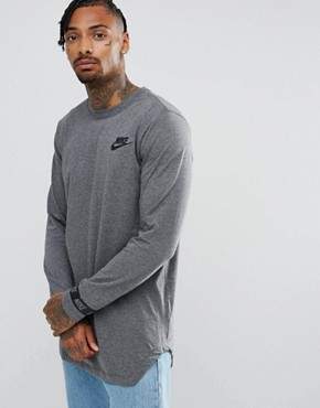 Nike Long Sleeve Cuff Logo T-Shirt In Grey 888422-071
