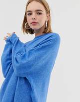 Thumbnail for your product : Weekday Batwing Knit Sweater-Blue