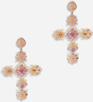Dolce & Gabbana Pizzo earrings in yellow 18kt gold with pink tourmalines