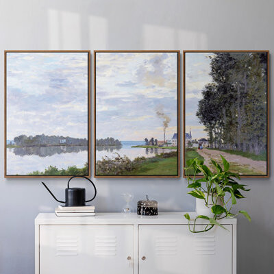 Wexford Home The Promenade At Argenteuil 02, 1872 Framed On Canvas 3 Pieces Print