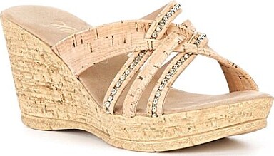 Onex Elaine Cork Cross Banded Wedge Sandals