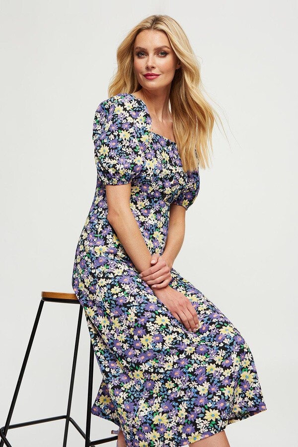 lilac floral midi dress