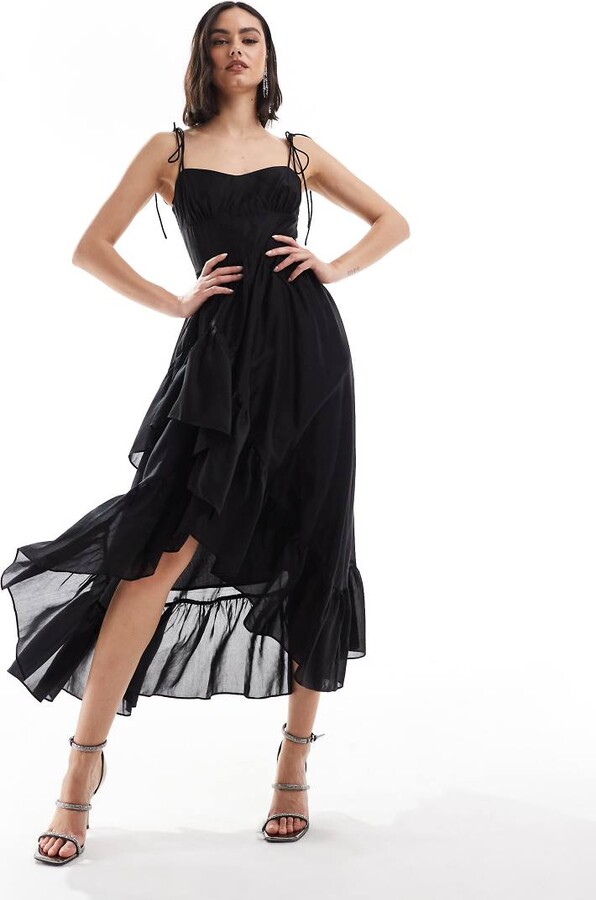 And other stories midaxi dress with spaghetti straps and