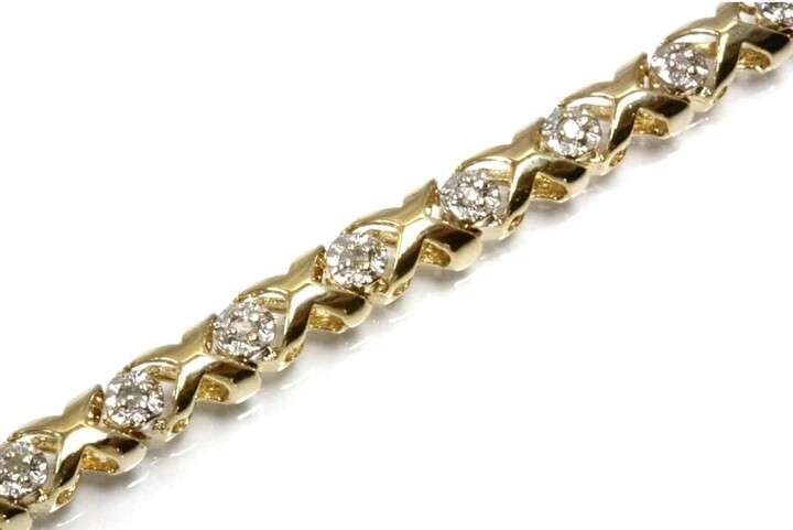 0.35 Ctw Natural Diamond | G-H, Si Xoxo Bracelet/Solid 14K 18K Gold Delicate Link 4mm Length 6 To 8 Inches April Birthstone