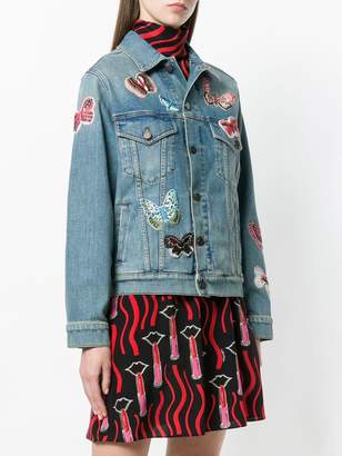 Valentino embroidered butterfly denim jacket