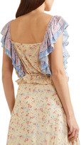 Thumbnail for your product : LoveShackFancy Avery Cropped Ruffled Floral-print Silk-georgette Top
