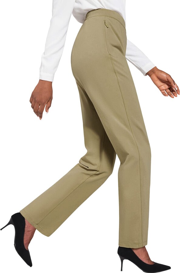BALEAF Women's Straight Leg Trousers Tapered Pull On Stretch Pants