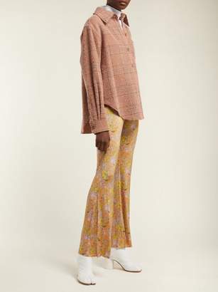 Acne Studios Floral Print Kick Flare Trousers - Womens - Green Multi