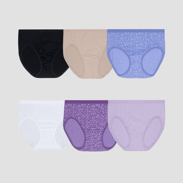 Fruit of the Loom Womens Microfiber 6 Briefs Panties Underwear