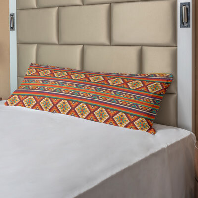Ambesonne Colorful Body Pillow Case Cover With Zipper, Mosaic Inspired Horizontal Lines With Graphic Design, Decorative Accent Long Pillowcase, 21" X