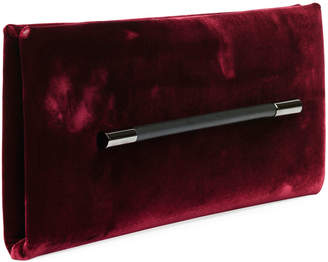 Tom Ford Ava Pochette Velvet Bag w/ Smooth Leather Handle, Red/Black
