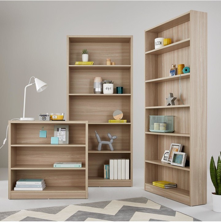 Home Essentials Metro Tall Half Width Bookcase Oak Effect